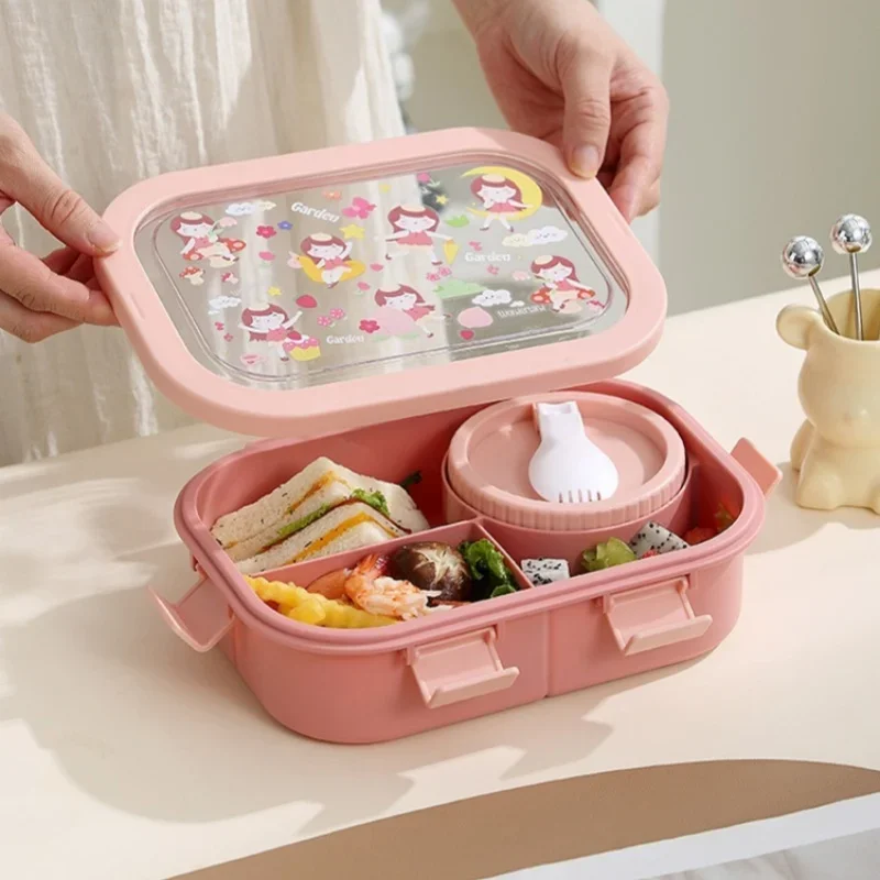 Meal Prep Tupperware - Karikatür Öğle Yemeği Kutusu Öğrencilerin Mühürlü